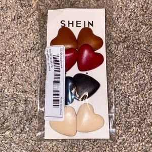 Big Heart SHEIN earrings Brown,Red,Black and Tan